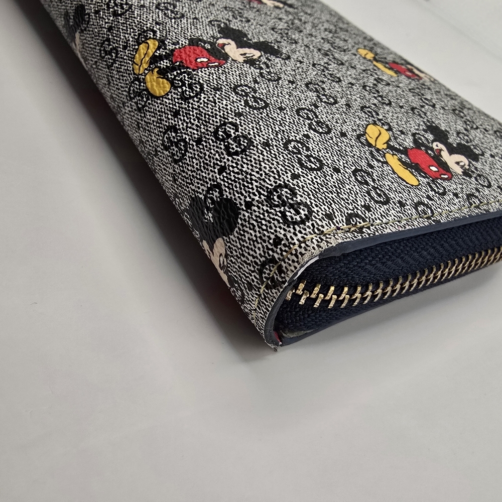 Disney Mickey Mouse Gray Fashion Inspired Monogram Logo Wallet - Picture 5 of 16